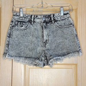 PacSun Highrise Festival Black Acid Wash Shorts